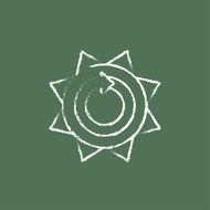 Sun with round arrow icon drawn in chalk