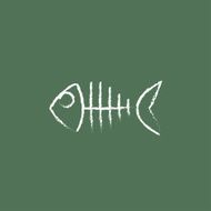 Fish skeleton icon drawn in chalk