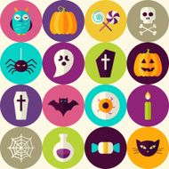 Flat Halloween Trick or Treat Seamless Pattern Colorful Circles