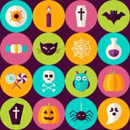 Flat Halloween Party Trick Treat Seamless Pattern Colorful Circles