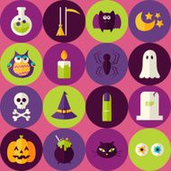 Flat Halloween Scary Witch Seamless Pattern Colorful Circles