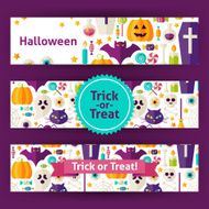 Halloween Trick or Treat Flat Vector Template Banners Set