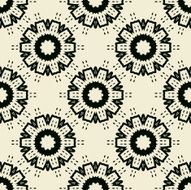 Tile Print Seamless of black stylized flowers or wheels