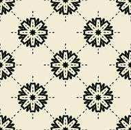 Stylized flowers and dotted lines seamless wallpaper tile