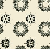 Seamless Tile Print with stylized oriental flowers of different size