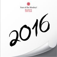 Calligraphy 2016 Happy New Year sign card with Monkey