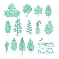 Vector set of leaves in cartoon style N4