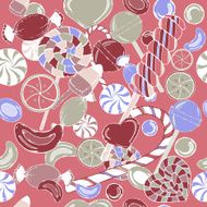 Seamless pattern with hand drawn candy elements