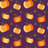 colorful orange pumpkins on purple background halloween seamless pattern