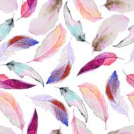 Watercolor pattern with feathers N3