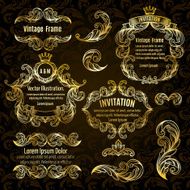 set gold frame and vintage design elements