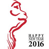 Calligraphy 2016 Happy New Year sign card with Monkey isolated N6