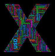 Letter X on Business and Finance Word Cloud N2