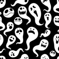 Seamless pattern Of Vintage Happy Halloween flat ghosts