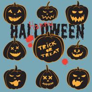 Set Of Vintage Happy Halloween pumpkins Scrapbook