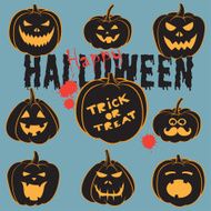 Set Of Vintage Happy Halloween pumpkins Scrapbook N2