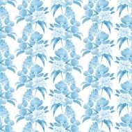 Watercolor illustration with leaves and flowers Seamless pattern 23