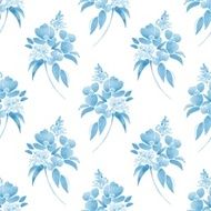 Watercolor illustration with leaves and flowers Seamless pattern 22