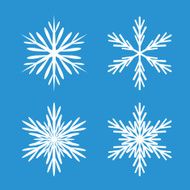 Collection of White Snowflakes and Blue Background N2