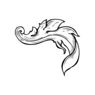 line drawing cartoon traditional hand drawn floral swirl