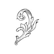 traditional hand drawn floral swirl N11