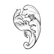 traditional hand drawn floral swirl N20