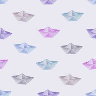 Paper boat seamless pattern in watercolor