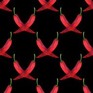 Watercolor seamless pattern red hot chili peppers