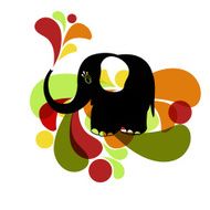 Black elephant on white background