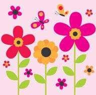 Floral Flower and butterfly design - illustration