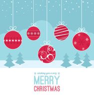 Christmas Baubles with Winter Background