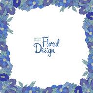 Blue floral border made with wildflowers N11