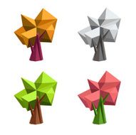 Low poly polygonal tree Abstract vector Illustration Logo design