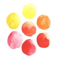 Spots of yellow orange red paints