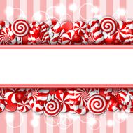 Sweet banner with red and white candies