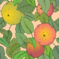 Seamless vector pattern with hand drawn apple branches