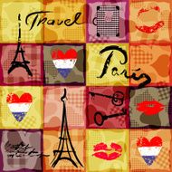 Collage in retro scrapbooking style with original inscriptions w