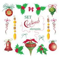 Set Christmas and New Year vintage holiday symbols