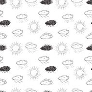 Weather symbols seamless pattern Sketch vector illustration N2