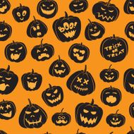 Seamless pattern Of Vintage Happy Halloween pumpkins N7