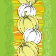 Seamless pattern with dotted pumpkins and colorful stripes