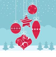 Christmas Baubles with Winter Background N2