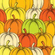 Seamless pattern with colorful dotted pumpkins