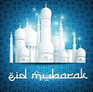 Eid Mubarak (Happy Eid) background with mosque