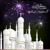 Eid Mubarak (Happy Eid) background with mosque N2