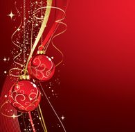 Background with red christmas baubles illustration