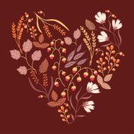 Autumn floral card Fall autumn leaves in the shape of
