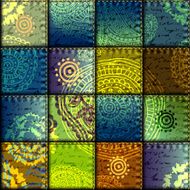 Patchwork of denim fabric