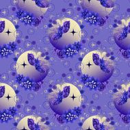 Gradient moon with succulent design among stars N2