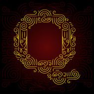 Vector Gold Mono Line style Geometric Font Letter Q N2